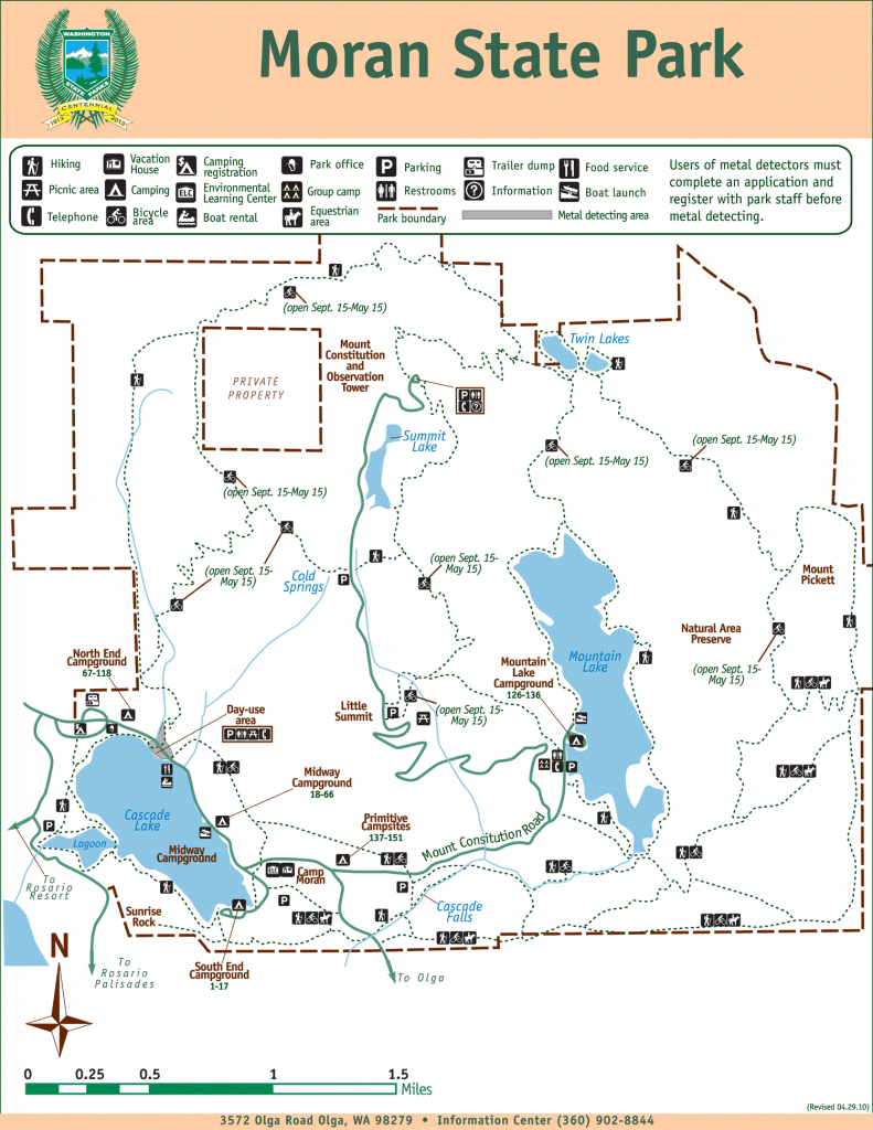 Map of Moran State Park including trails and campgrounds