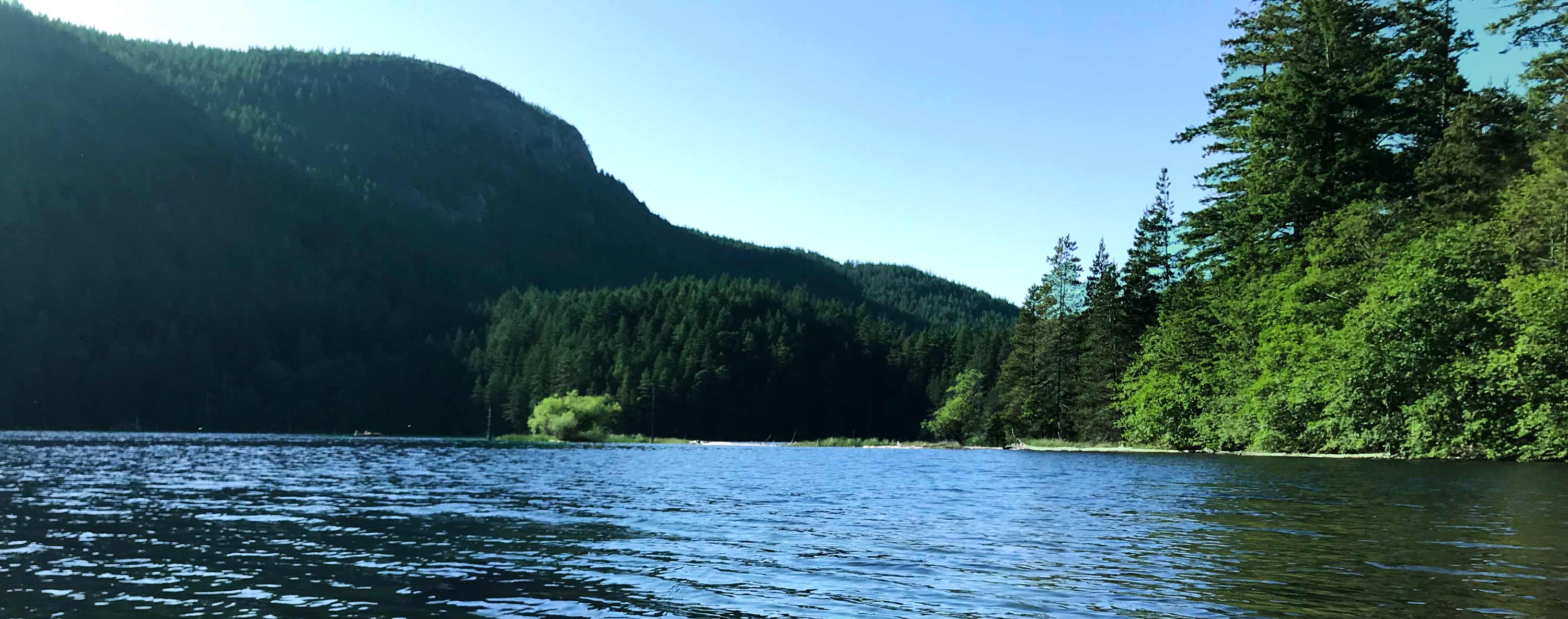 View across Mountain Lake towards Mount Constitution.