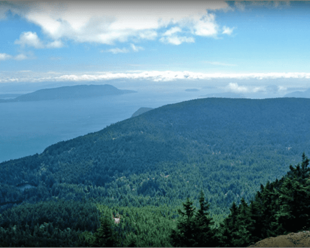 Scenic view from the top of Mount Constitution on Orcas Island.